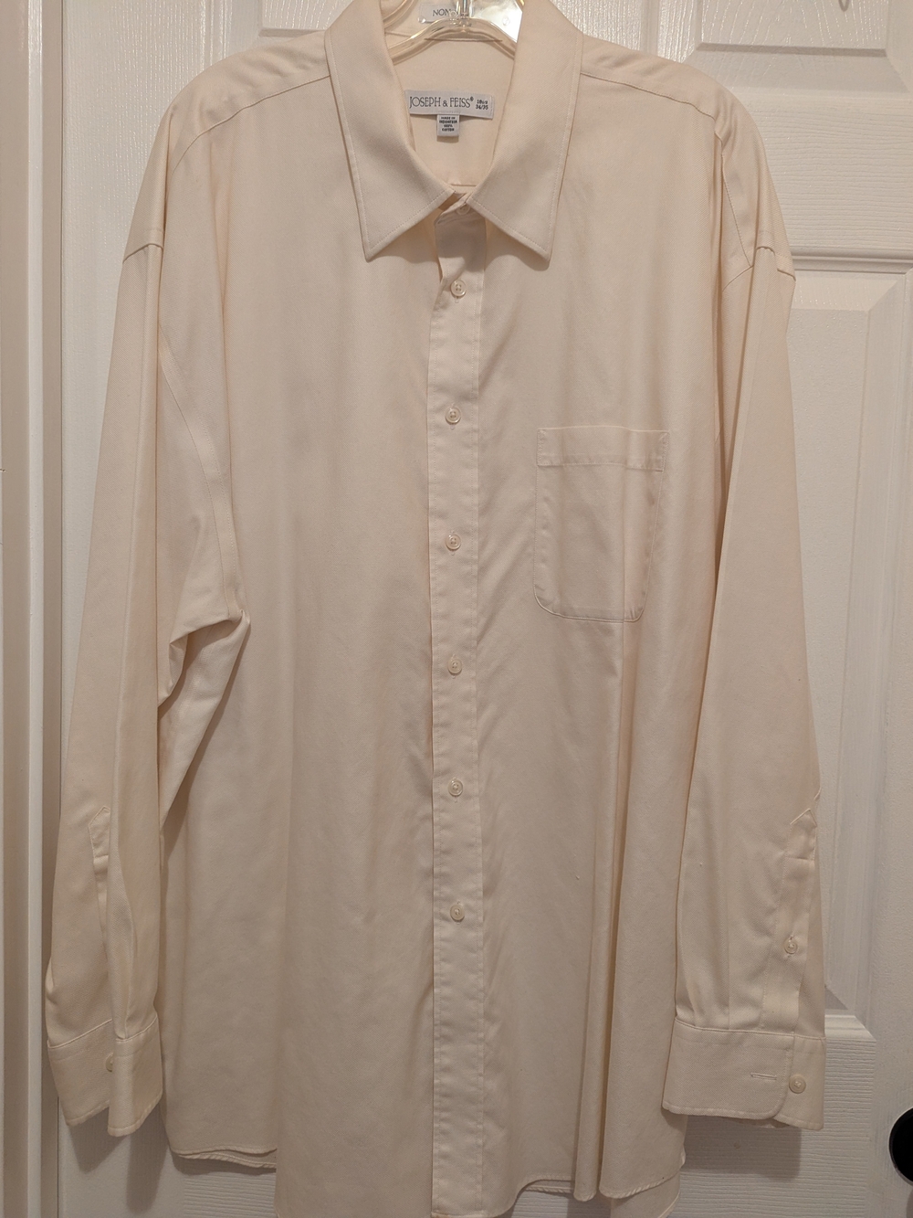 Joseph & Feiss Men's Cream Button-Front Dress Shirt